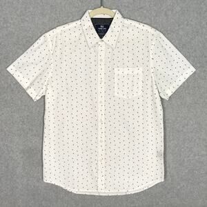 MBX Shirt‎ Mens Medium White Button Short Sleeve Lightening Bolt Casual Preppy